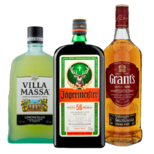 Villa Massa limoncello fles à 700 ml
of Jägermeister of Grant’s whisky
fles à 1000 ml